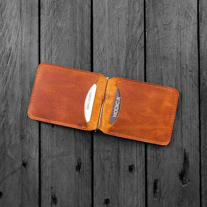 Hodica Larga - Genuine Leather Natural Money Clip Wallet-Lions Cage - ROOOAR Yourself!